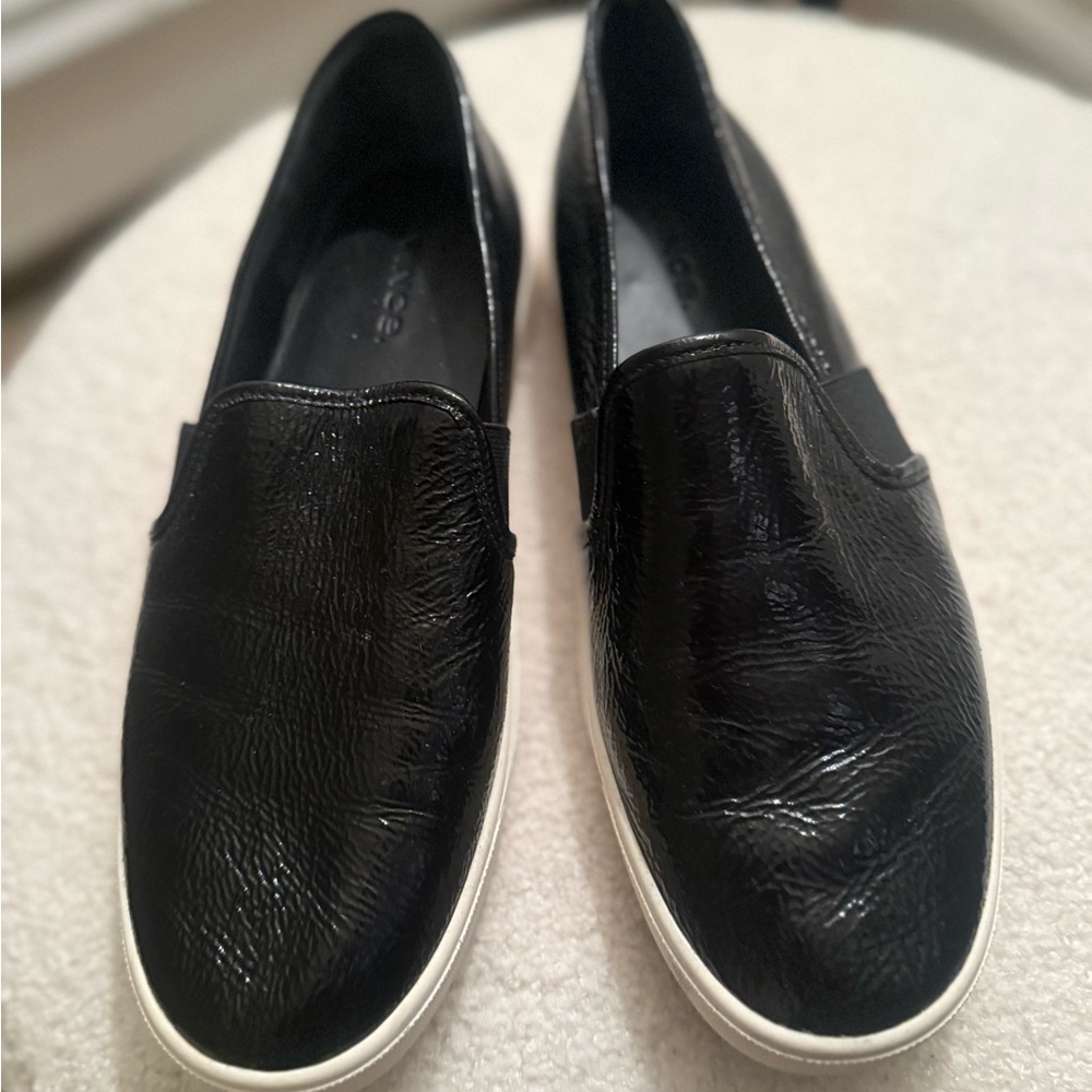 Vince Black Textured Slip-On Shoes